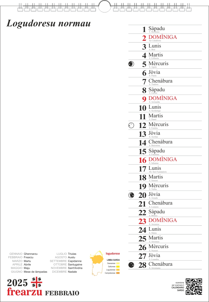 calendario sardo logudorese